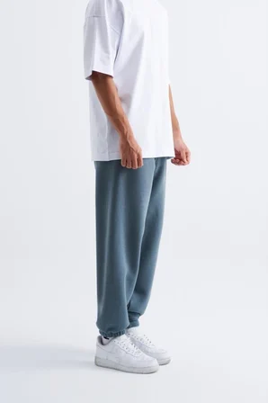 Erkek Relaxed Jogger Basic Eşofman Altı Mavi Duman