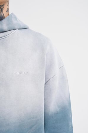 Erkek Gradient Yıkamalı Kapüşonlu Sweatshirt Gri