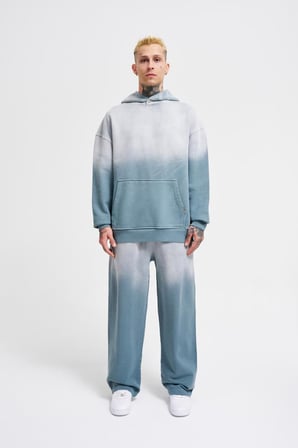 Erkek Gradient Yıkamalı Kapüşonlu Sweatshirt Gri