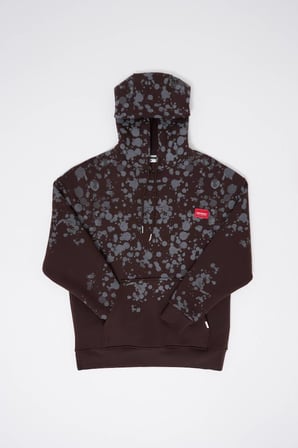 Erkek Splash Printed Kapüşonlu Sweatshirt Koyu Kahverengi