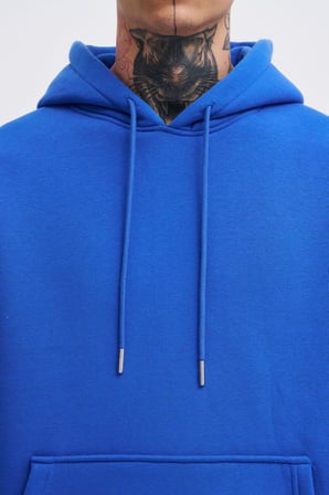 Erkek Oversize Basic Kapüşonlu Sweatshirt Açık Mavi