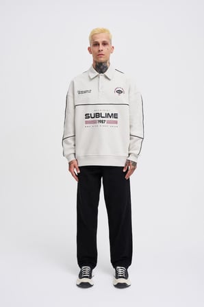 Erkek Sublime Printed Polo Sweatshirt Uzay Grisi