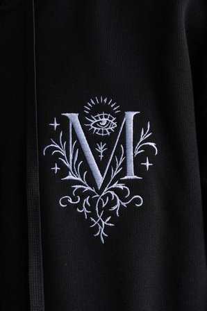 Erkek Nakışlı Fermuarlı Kapüşonlu Sweatshirt Siyah