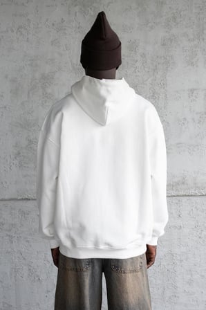Erkek Nakışlı Fermuarlı Kapüşonlu Sweatshirt Ekru