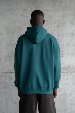 Erkek Nakışlı Fermuarlı Kapüşonlu Sweatshirt Yağ Yeşili