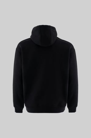 Erkek Ornamental Nakışlı Şardonlu Kapüşonlu Sweatshirt Siyah