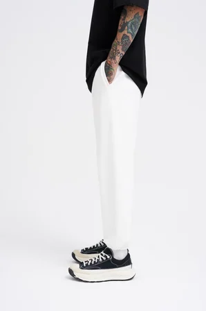 Erkek Basic Diagonel Jogger Eşofman Altı Ekru
