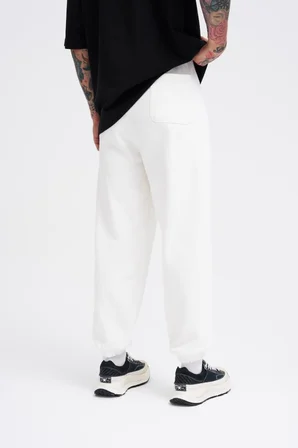 Erkek Basic Diagonel Jogger Eşofman Altı Ekru