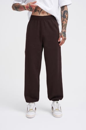 Erkek Basic Diagonel Jogger Eşofman Altı Koyu Kahverengi