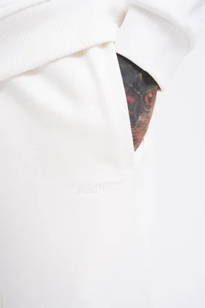 Erkek Basic Diagonal Baggy Eşofman Altı Ekru