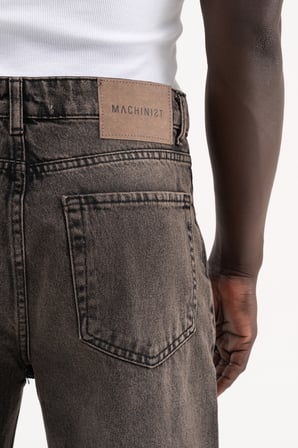 Erkek Oversize Efektli Baggy Jean Pantolon Siyah-Kahverengi