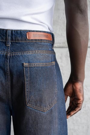Erkek Pigment Kaplama Efektli Baggy Jean Pantolon Mavi