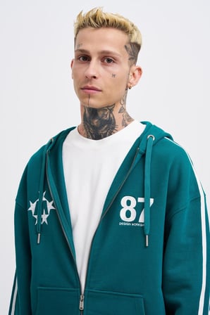 Erkek M Star Logo Zip Jacket Yağ Yeşili