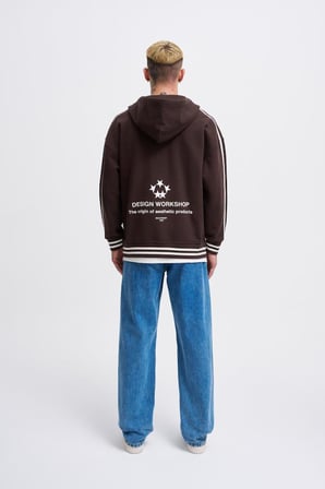 Erkek M Star Logo Zip Jacket Koyu Kahverengi