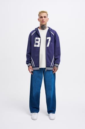 Erkek 87 Aplique Zip Jacket Gece Mavisi