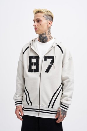 Erkek 87 Aplique Zip Jacket Uzay Grisi