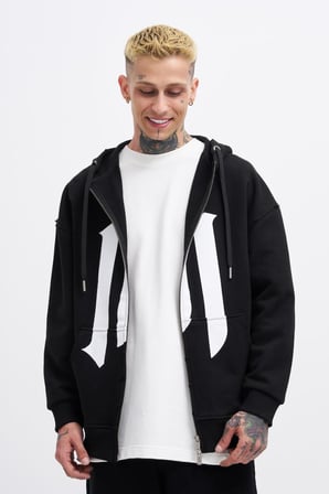 Erkek M Logo Zip Jacket Siyah