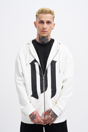 Erkek M Logo Zip Jacket Ekru