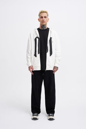 Erkek M Logo Zip Jacket Ekru