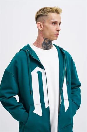 Erkek M Logo Zip Jacket Yağ Yeşili