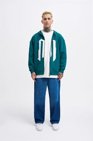 Erkek M Logo Zip Jacket Yağ Yeşili