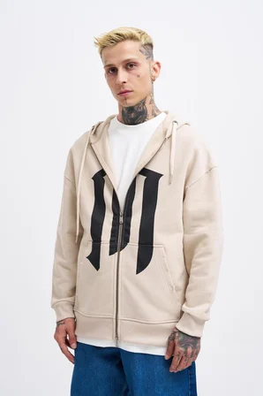 Erkek M Logo Zip Jacket Açık Bej
