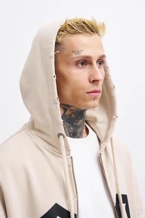 Erkek M Logo Zip Jacket Açık Bej
