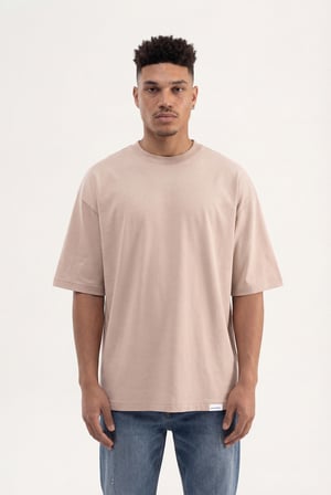 Erkek Basic Super Pamuklu Oversize Tişört Taş