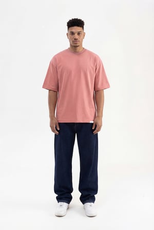 Erkek Basic Super Pamuklu Oversize Tişört Mercan
