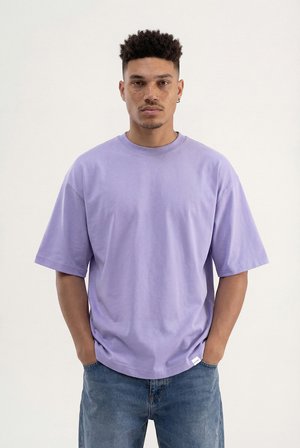 Erkek Basic Super Pamuklu Oversize Tişört Lila