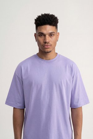 Erkek Basic Super Pamuklu Oversize Tişört Lila