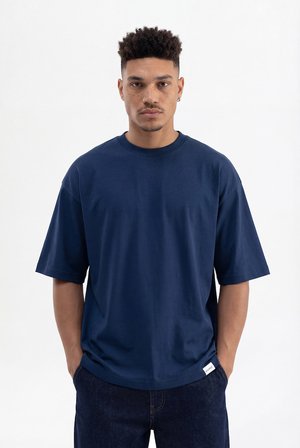 Erkek Basic Super Pamuklu Oversize Tişört Indigo