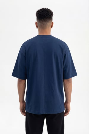 Erkek Basic Super Pamuklu Oversize Tişört Indigo