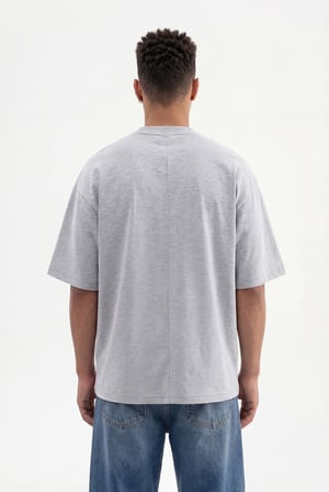 Erkek Basic Super Pamuklu Oversize Tişört Gri Melanj