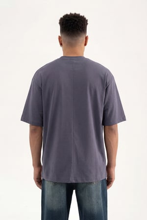 Erkek Basic Super Pamuklu Oversize Tişört Füme