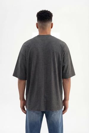 Erkek Basic Super Pamuklu Oversize Tişört Koyu Antrasit