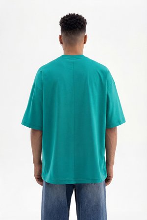 Erkek Basic Super Pamuklu Oversize Tişört Benetton Yeşili
