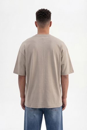Erkek Basic Super Pamuklu Oversize Tişört Haki