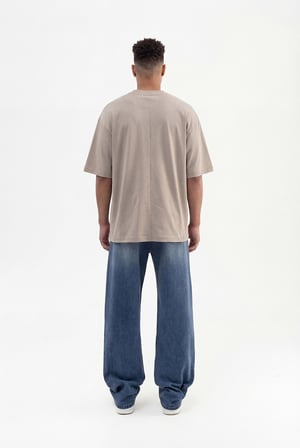 Erkek Basic Super Pamuklu Oversize Tişört Haki