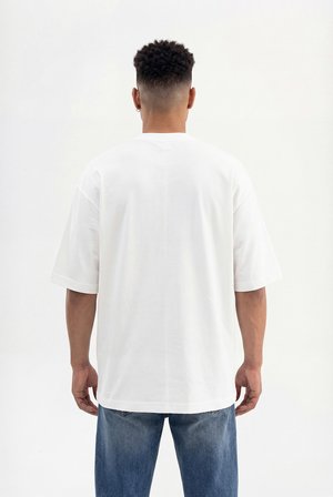 Erkek Basic Super Pamuklu Oversize Tişört Ekru