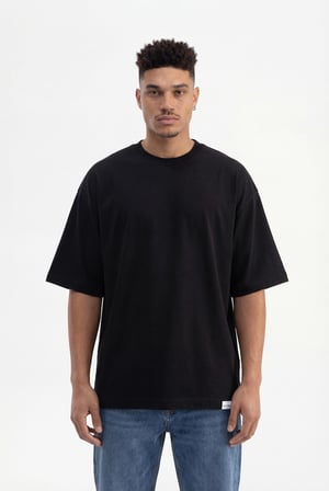 Erkek Basic Super Pamuklu Oversize Tişört Siyah