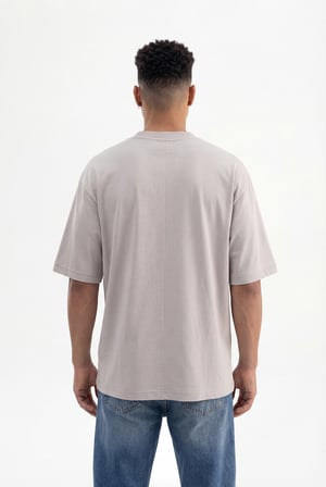 Erkek Basic Super Pamuklu Oversize Tişört Açık Gri