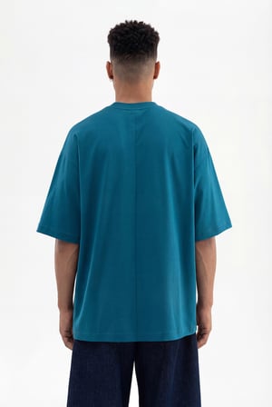Erkek Basic Super Pamuklu Oversize Tişört Koyu Petrol