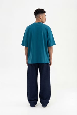 Erkek Basic Super Pamuklu Oversize Tişört Koyu Petrol