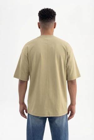 Erkek Basic Super Pamuklu Oversize Tişört Küf Yeşili