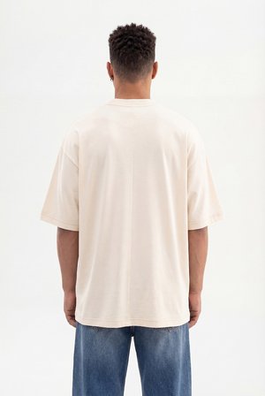 Erkek Basic Super Pamuklu Oversize Tişört Tereyağı