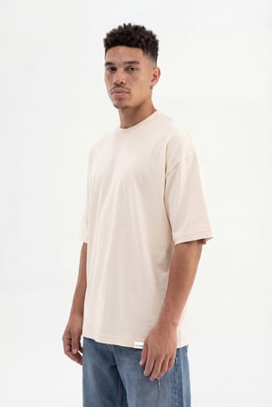 Erkek Basic Super Pamuklu Oversize Tişört Tereyağı