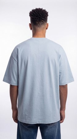 Erkek Basic Pamuklu Super Oversize Tişört Duman Mavi