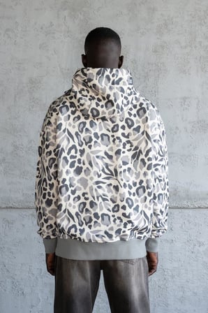 Erkek Patterned Fermuarlı Kapüşonlu Sweatshirt Haki