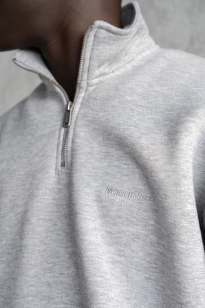 Erkek Basic Yüksek Yaka Sweatshirt Gri Melanj